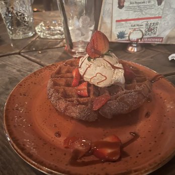 Ruins - Waffle churro with ice cream - Mexican Near Me - Dallas, Texas Ruins - Waffle churro with ice cream - Mexican Near Me - Dallas, Texas