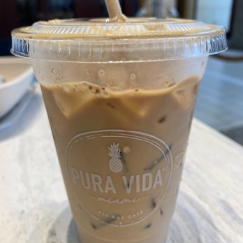 Pura Vida Miami - ICED LATTE with agave and cinnamon - Breakfast & Brunch Near Me - Miami, Florida