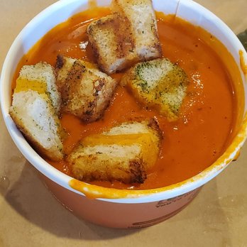 The Melt - Tomato soup. Requested grilled cheese croutons on the side - Sandwiches Near Me - La Jolla, California The Melt - Tomato soup. Requested grilled cheese croutons on the side - Sandwiches Near Me - La Jolla, California