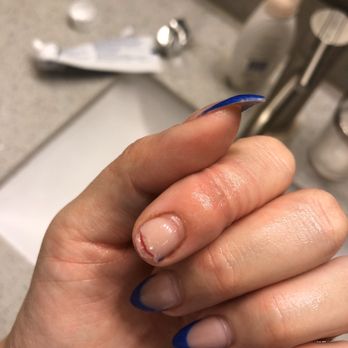 Nails Life Studio - These are my real nails with the acrylic paint. Never have I had a nail chip so badly. AND they are lifting as they grow out. - Nail Salons Near Me - Houston, Texas
