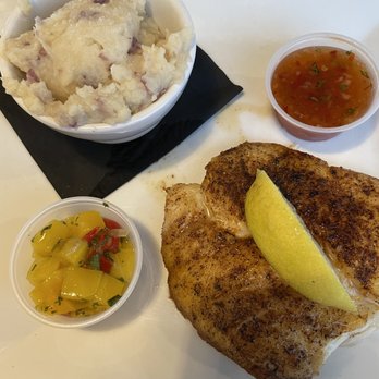 Blue Dog Bar & Grill - Red grouper and mashed taters! - Bars Near Me - Matlacha, Florida