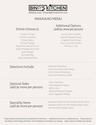 Menu photo 3 Bino's Kitchen Makawao, HI Menu photo 3 Bino's Kitchen Makawao, HI
