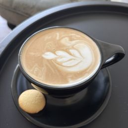 Hot latte with mocha & toasted marshmallow