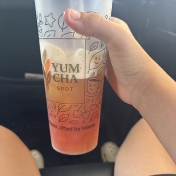 Yum Cha Spot - Golden mango with 75% sugar also with strawberry and mango popping boba. - Bubble Tea Near Me - Temecula, California Yum Cha Spot - Golden mango with 75% sugar also with strawberry and mango popping boba. - Bubble Tea Near Me - Temecula, California
