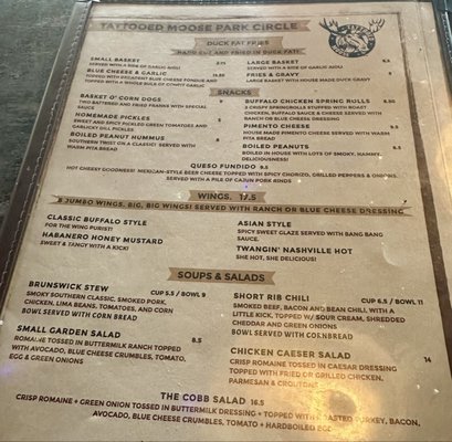 Menu photo 1 The Tattooed Moose North Charleston, SC