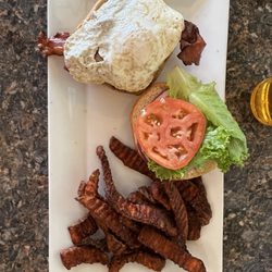 Young’s Firebrick Bar & Grill - Birdie burger with sweet potato fries