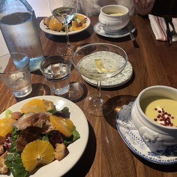 Chloe - Ham & orange salad; corn soup with esplelette pepper corns. - American Near Me - Minneapolis, Minnesota