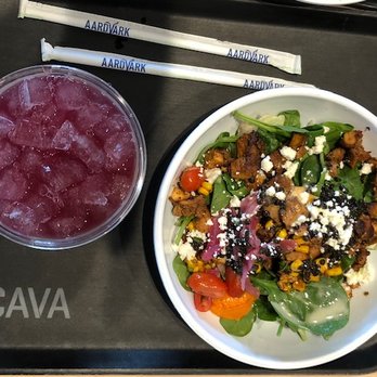 CAVA - Lemon Chicken "Curated Bowl" and a Blueberry Lavender Drink! - Mediterranean Near Me - Tulsa, Oklahoma