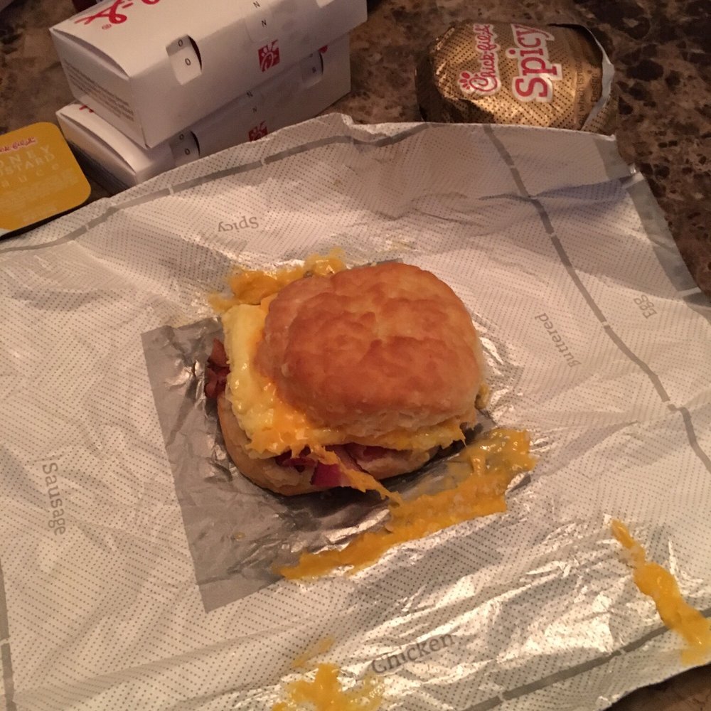 Chick-fil-A - Bacon egg n cheese biscuit so good and yes I scrape the cheese off the wrapper lls - Fast Food Near Me - Owings Mills, Maryland Chick-fil-A - Bacon egg n cheese biscuit so good and yes I scrape the cheese off the wrapper lls - Fast Food Near Me - Owings Mills, Maryland