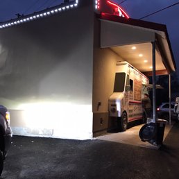 Food truck decal on building