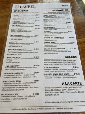 Menu photo 2 Laurel Cafe San Antonio, TX