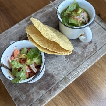 Tempo Cantina - Ceviche right:fish left:shrimp very lemony, but that's about it. - New American Near Me - Brea, California Tempo Cantina - Ceviche right:fish left:shrimp very lemony, but that's about it. - New American Near Me - Brea, California
