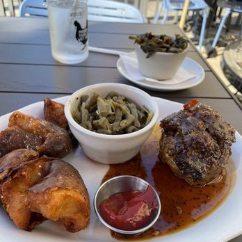 Tupelo Honey Southern Kitchen & Bar - Meatloaf, green beans potatoes and collards - Southern Near Me - Myrtle Beach, South Carolina