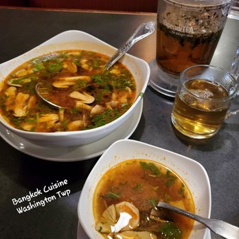 Bangkok Cuisine - Tom Yum Soup w/shrimp This is the large serving. $8, I think. Enough for 2 meals - Thai Near Me - Washington, Michigan Bangkok Cuisine - Tom Yum Soup w/shrimp This is the large serving. $8, I think. Enough for 2 meals - Thai Near Me - Washington, Michigan