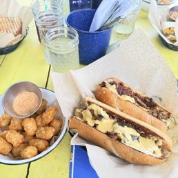 Cheesesteak and tater tots Cheesesteak and tater tots