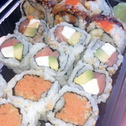 Spicy Tuna, Philadelphia and Shrimp Tempura rolls.
