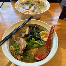 Miso Ramen (regular noodles) and Vegetarian Ramen with gluten free noodles!