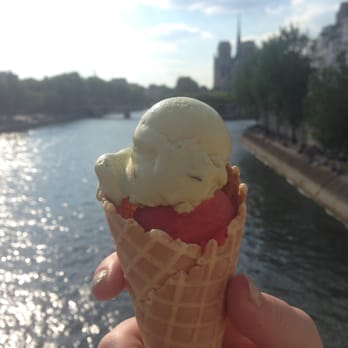 Berthillon - Pistachio and strawberry, overlooking the Seine with Notre Dame and the Eiffel Tower in the distance. Not too shabby. - Ice Cream & Frozen Yogurt Near Me - Paris, 75 Berthillon - Pistachio and strawberry, overlooking the Seine with Notre Dame and the Eiffel Tower in the distance. Not too shabby. - Ice Cream & Frozen Yogurt Near Me - Paris, 75