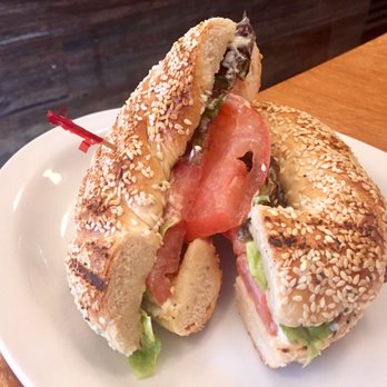 Purple Penguin Cafe - BLT on twister Montreal bagel - Coffee & Tea Near Me - Toronto, Ontario