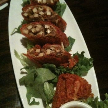 LuAnne's Wild Ginger All-Asian Vegan - Stuffed tofu skins with spicy red sauce - Asian Fusion Near Me - Brooklyn, New York LuAnne's Wild Ginger All-Asian Vegan - Stuffed tofu skins with spicy red sauce - Asian Fusion Near Me - Brooklyn, New York