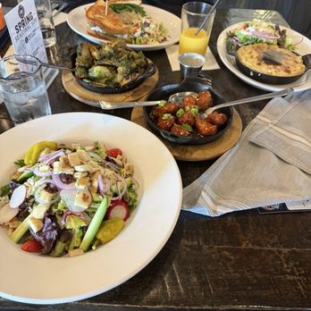 The '401 - Cast-Iron Chicken Pot Pie Fire Fire-Roasted Brussels Sprouts (VEG) Side Greek Salad (VEG) - American Near Me - Bellaire, Texas The '401 - Cast-Iron Chicken Pot Pie Fire Fire-Roasted Brussels Sprouts (VEG) Side Greek Salad (VEG) - American Near Me - Bellaire, Texas