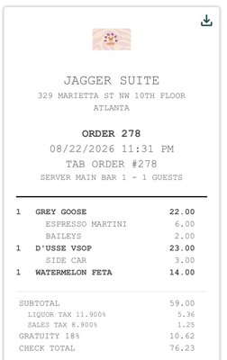 Menu photo 1 Jagger Suite Atlanta, GA