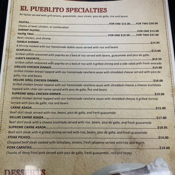 El Pueblito Mexican Cocina - Menu 6-18-23 - Mexican Near Me - Plano, Texas El Pueblito Mexican Cocina - Menu 6-18-23 - Mexican Near Me - Plano, Texas