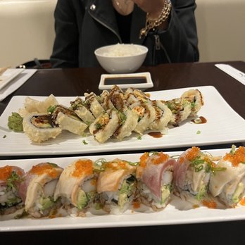 Genki Ya - Spicy King Crab Tempura Roll (top) and Triple Torch Roll (bottom) - Sushi Bars Near Me - Dedham, Massachusetts