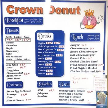 Crown Donut - a menu for a donut shop - Donuts Near Me - Paris, Arkansas