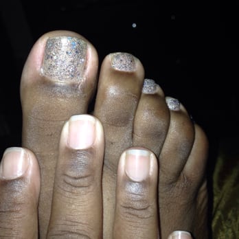 2000 Nails - I brought my own glitter nail polish that I wanted to try on my toes and the typical clear polish on my natural nails. - Nail Salons Near Me - Frederick, Maryland