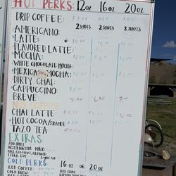 Peaks and Perks - Preisliste, nur Barzahlung