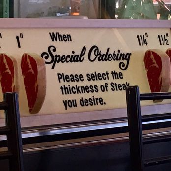 Stockyard Grill - You can also buy fresh steaks - here's a handy guide to thickness! - New American Near Me - Montgomery, Alabama