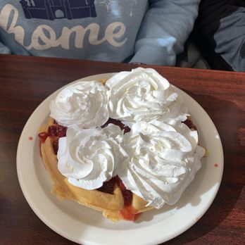 Sunshine Family Restaurant - Waffle with strawberry and whipped cream - Burgers Near Me - Dubuque, Iowa