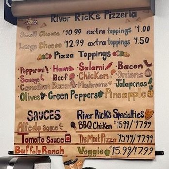 River Rick's Pizzeria - The menu as of Jan 2024. - Pizza Near Me - Laughlin, Nevada