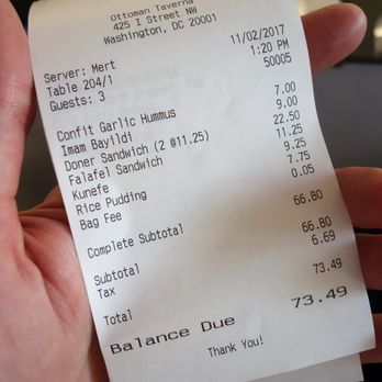 Ottoman Taverna - @endoedibles on Instagram 5-cent "bag fee" to take leftovers home. Classy. - Mediterranean Near Me - Washington, DC, District of Columbia Ottoman Taverna - @endoedibles on Instagram 5-cent "bag fee" to take leftovers home. Classy. - Mediterranean Near Me - Washington, DC, District of Columbia