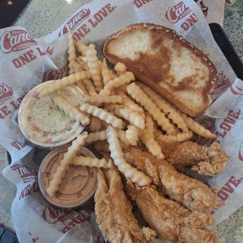 Raising Cane's Chicken Fingers - Dry soft bread, floppy fries, undercooked chicken. The breading just fell off. Bland pointless coleslaw. - Chicken Wings Near Me - El Cajon, California Raising Cane's Chicken Fingers - Dry soft bread, floppy fries, undercooked chicken. The breading just fell off. Bland pointless coleslaw. - Chicken Wings Near Me - El Cajon, California