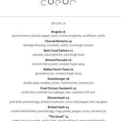 Coeur - Brunch menu