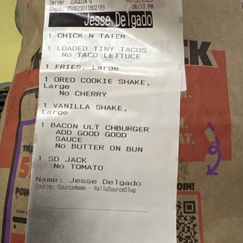 Jack in the Box - Didn't get chicken, tater melt Didn't get sourdough jack Didn't get bacon ultimatel - Fast Food Near Me - Freedom, California Jack in the Box - Didn't get chicken, tater melt Didn't get sourdough jack Didn't get bacon ultimatel - Fast Food Near Me - Freedom, California