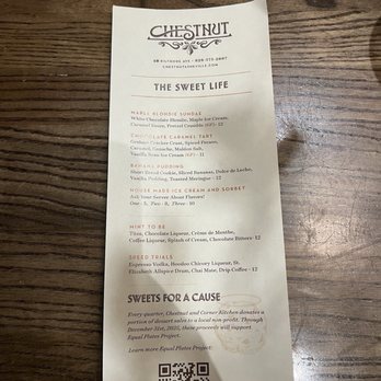 Chestnut - Dessert Menu - New American Near Me - Asheville, North Carolina Chestnut - Dessert Menu - New American Near Me - Asheville, North Carolina