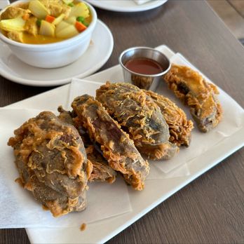 My Vegan - Crispy Fried Mushrooms (A+). On the secret menu only, slices of lightly battered portobello mushrooms - Vegetarian Near Me - Los Angeles, California My Vegan - Crispy Fried Mushrooms (A+). On the secret menu only, slices of lightly battered portobello mushrooms - Vegetarian Near Me - Los Angeles, California