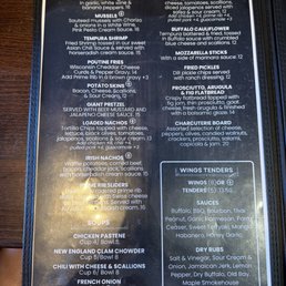 Appetizer menu Appetizer menu