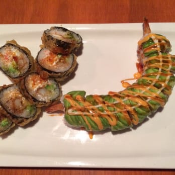Sushi Time - on the right is the surprise roll (my favorite) and the left is the shrimp Las Vegas roll. - Sushi Bars Near Me - Tempe, Arizona Sushi Time - on the right is the surprise roll (my favorite) and the left is the shrimp Las Vegas roll. - Sushi Bars Near Me - Tempe, Arizona