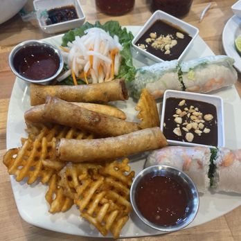 Souper Pho & Banh Mi - Sample platter- peanut sauce is amazing - Vietnamese Near Me - Suffolk, Virginia Souper Pho & Banh Mi - Sample platter- peanut sauce is amazing - Vietnamese Near Me - Suffolk, Virginia
