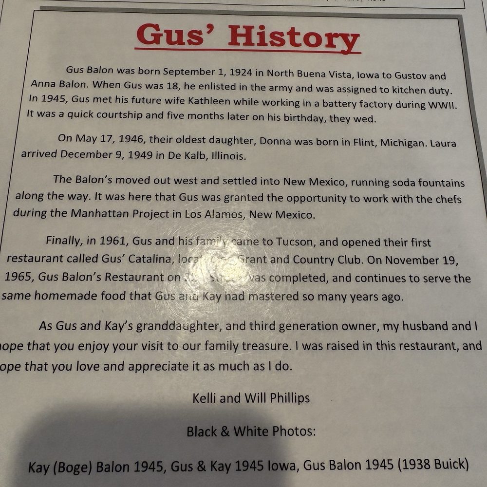 Gus Balons Restaurant - History - Breakfast & Brunch Near Me - Tucson, Arizona Gus Balons Restaurant - History - Breakfast & Brunch Near Me - Tucson, Arizona