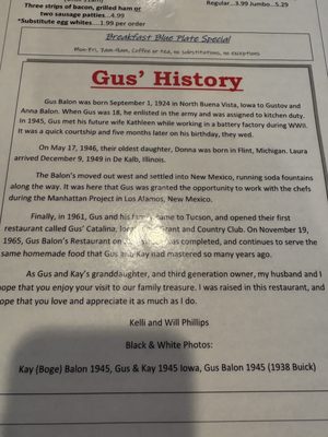 Menu photo 4 Gus Balons Restaurant Tucson, AZ