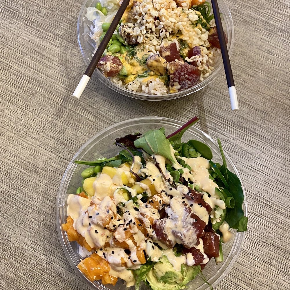 two bowls of food with chopsticks two bowls of food with chopsticks