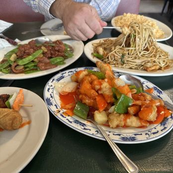 China Garden Restaurant - Sweet and sour shrimp, beef and pea pods and shrimp lo mein - Chinese Near Me - Indianapolis, Indiana