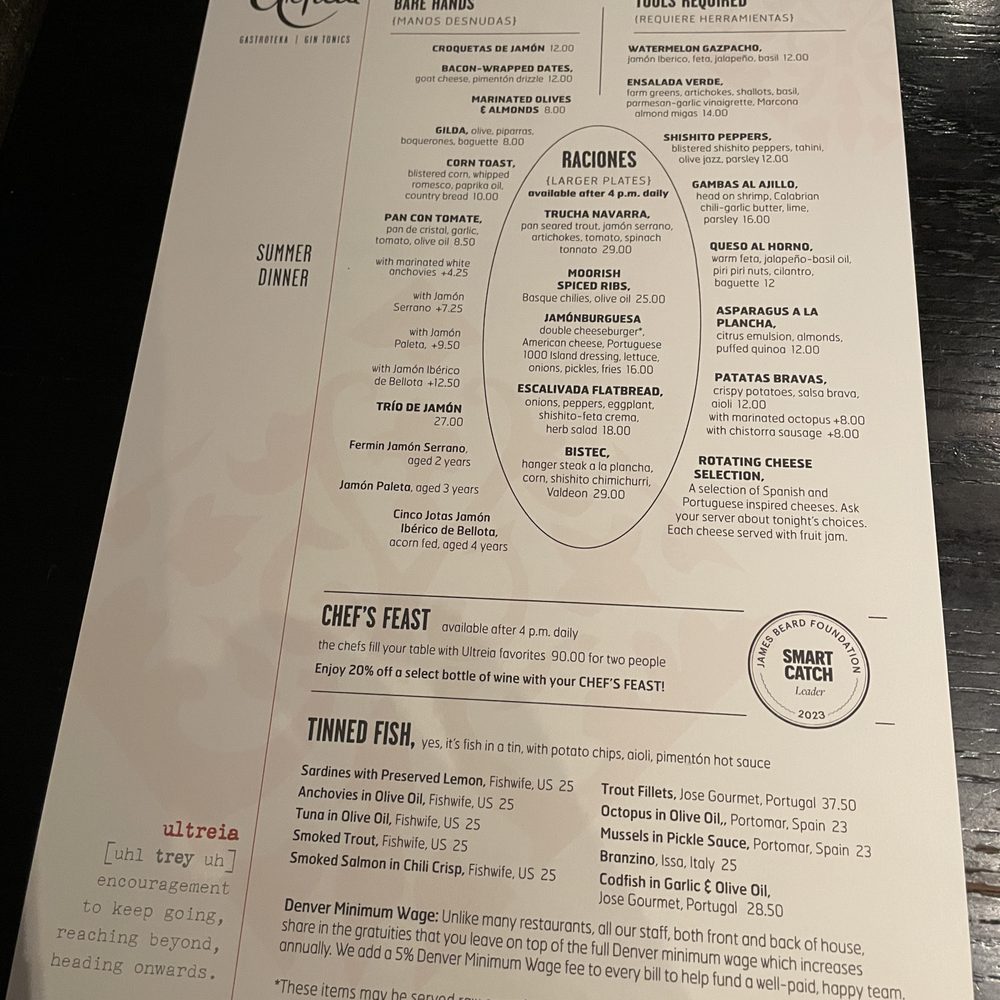 Ultreia - Menu - Tapas Bars Near Me - Denver, Colorado