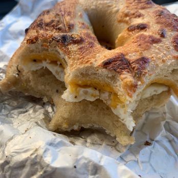 Einstein Bros. Bagels - Get into it...egg white and cheese on Asiago. Yassss! This and it's Halloween!!! Yay!!!! - Bagels Near Me - Cedar Park, Texas