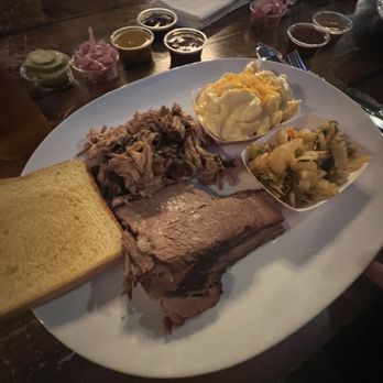 Ribbro Bbq - Two Meat Combo - pulled pork & brisket with Mac/Cheese and Kimchi - Barbeque Near Me - Foothill Ranch, California